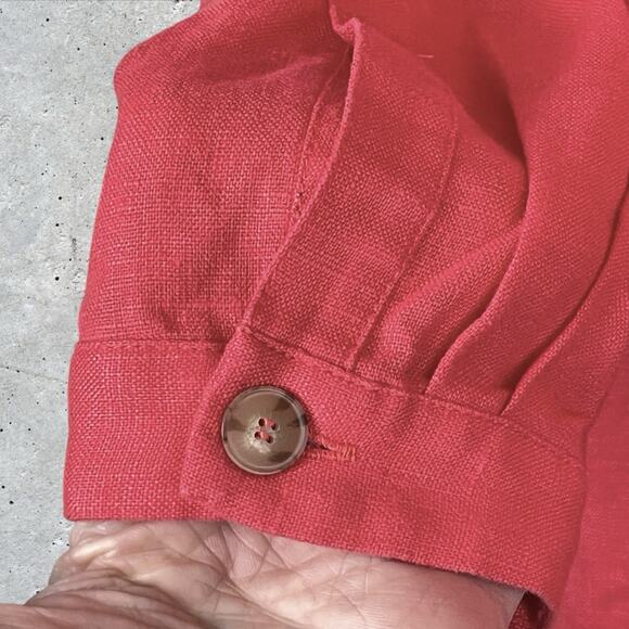 Xirena Button Up Pink Linen Midi Dress Size S Tie Belt Contemporary Minimalist - Picture 3 of 8